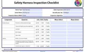 If any part does not pass inspection, immediately remove the harness from service and destroy. Safety Checklist Template Pitsel Cute766