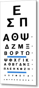 Greek Eye Chart Metal Print
