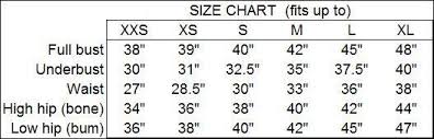 Size Chart Front Room