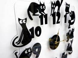 Modern Wall Clockwall Clock Cat Black