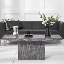 High Gloss Marble Coffee Table In Grey
