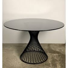 vintage round dining table with black