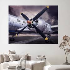 Vintage Airplane Wall Decor In Canvas