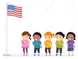 If your child is homeschooled, or just needs a refresher before the 4th of july, this vivid pledge of allegiance worksheet will come in handy to remind your little patriot of our country's important pledge! Illustration Of Stickman Kids In Front Of A Us Flag Reciting Stock Photo Picture And Royalty Free Image Image 92724844