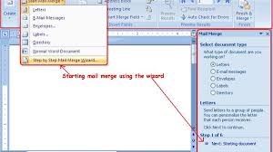 mail merge wizard in word 2007