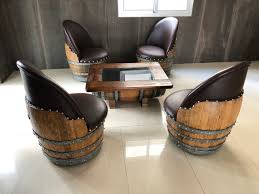 Wine Barrel 4 Chair Coffee Table Set