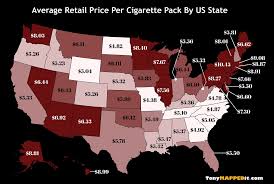 We are heading back at christmas for our third christmas trip and lately whenever we have ventured south of the border into the us a friend of ours has asked us to bring some cigarettes back for her. This Map Shows The Prices Of Cigarettes By Us State Tony Mapped It