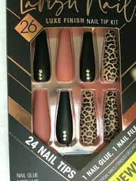 la colors 24 glue on lavish nails long