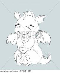 Draw curved lines on each side of the head. Cute Baby Dragon Vector Photo Free Trial Bigstock