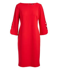 Allen Kay Fire Red Sheath Dress Women