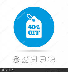 40 Percent Sale Price Tag Sign Icon Stock Vector