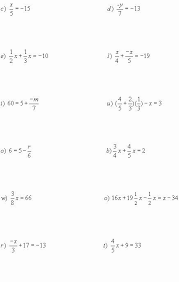 Solving Equations Fractions Worksheets