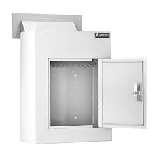 Adiroffice White Steel Through The Wall Drop Box With Adjustable Chute Mail Receptacle