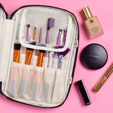 black makeup brush bag and travel case