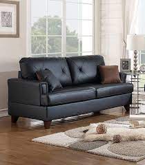 Black Genuine Leather Sofa Loveseat Set