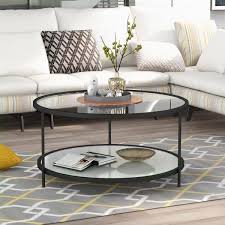 2 tier round glass coffee table