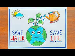 how to draw save water save life poster