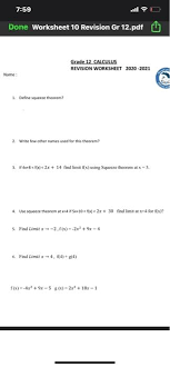 Derivative worksheets include practice handouts based on power rule, product rule, quotient rule using all necessary rules, solve this differential calculus pdf worksheet based on natural logarithm. Solved 7 59 Done Worksheet 10 Revision Gr 12 Pdf Grade 12 Chegg Com