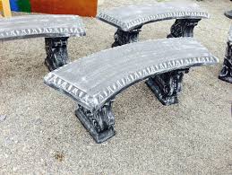 Round Table And Curved Benches Concrete