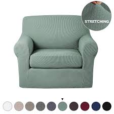 Wing & arm chair cover. Turquoize 2 Piece Sofa Cover Stretch Chair Slipcover With Separate Cushion Cover Kitchen Sofa Ideas Slipcovers For Chairs Dining Chair Covers Chair Covers