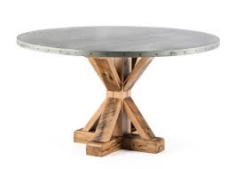Round Zinc Top Dining Table Pedestal