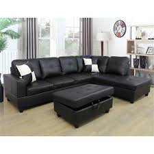 hommoo semi pu leather sectional sofa