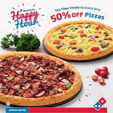 Today's domino's malaysia top offers: Domino S Pizza Tea Time Treats Happy Hour 50 Off Pizzas Promotion