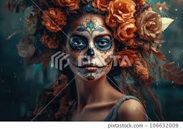 portrait of a woman with sugar skull