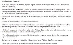 Qatar Airways Privilege Club Changes Platinum Tier