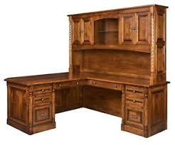 Add storage without taking up more space in your office. Amish Executive Corner L Computer Desk Hutch Solid Wood Traditional Spindles Ebay