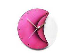 Pink Wall Clock Pink Art Large Wall