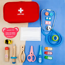 Buy 15PCS Wooden Toy First Aid Kit Toddler Kids DIY Play House