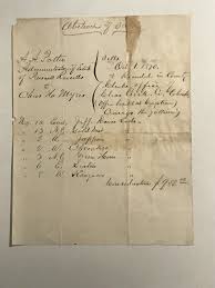 1870 hand written bill of for gold