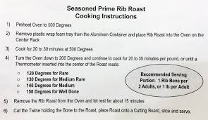 Prime Rib Roast Roasting Chart Boneless Rib Roast Cooking