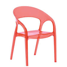 Dining Chair Plastic In Clear Red