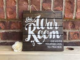 war room sign prayer sign stained wood