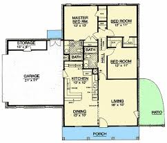 2 bed house plan with side patio