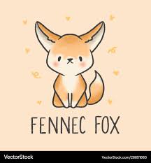 cute fennec fox cartoon hand drawn