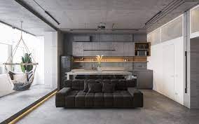 concrete monochrome interiors that