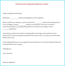 Professional Employee Reference Letter Formats Of Recommendation