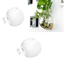 2x wall hanging flower plant pot glass