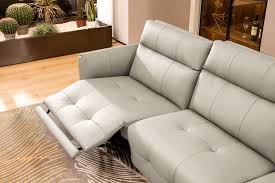 modern light grey leather 4 seater sofa
