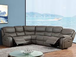 Grey Leather Electric Reclining Corner Sofa