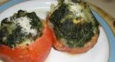 baked spinach topped tomatoes