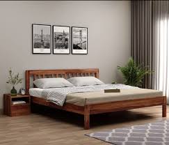 designer wooden double bed without
