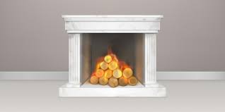 Vector Fireplace With Burning Woods