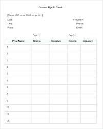 Sign In Sheet Template Course Open House Printable Staff U