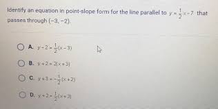 Point Slope Form For The Line Parallel