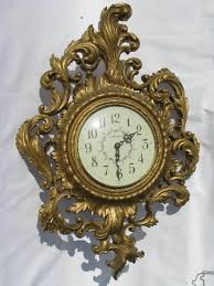 Ornate Gold Rococo Wall Clock Antique