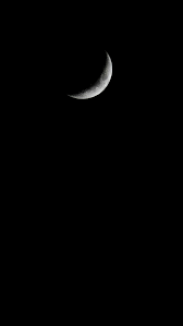 crescent moon in black background
